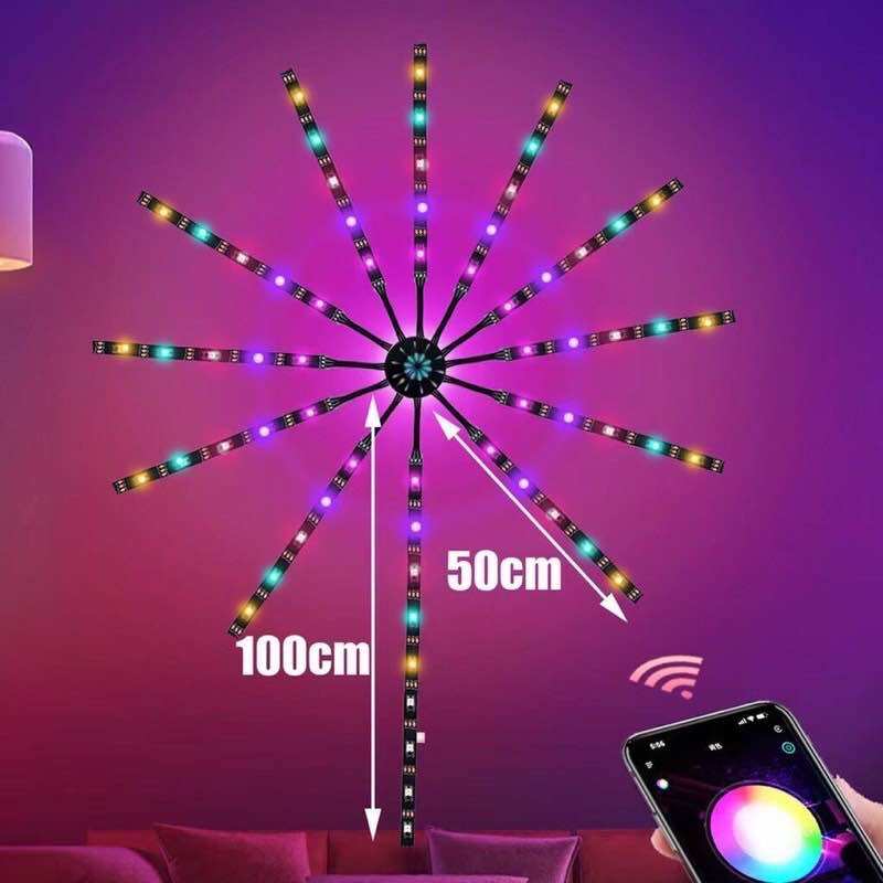 Đèn led pháo hoa nháy theo nhạc kết nối bluetooth, hiệu ứng pháo hoa.