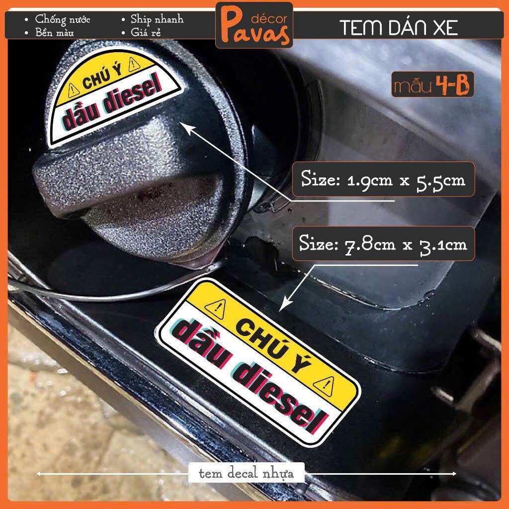 Tem Dán Nắp Bình Xăng, Dầu Diesel, Tem Decal Cảnh Báo Chống Nước Giá 19,000 Đồng*Miễn phí vận chuyển