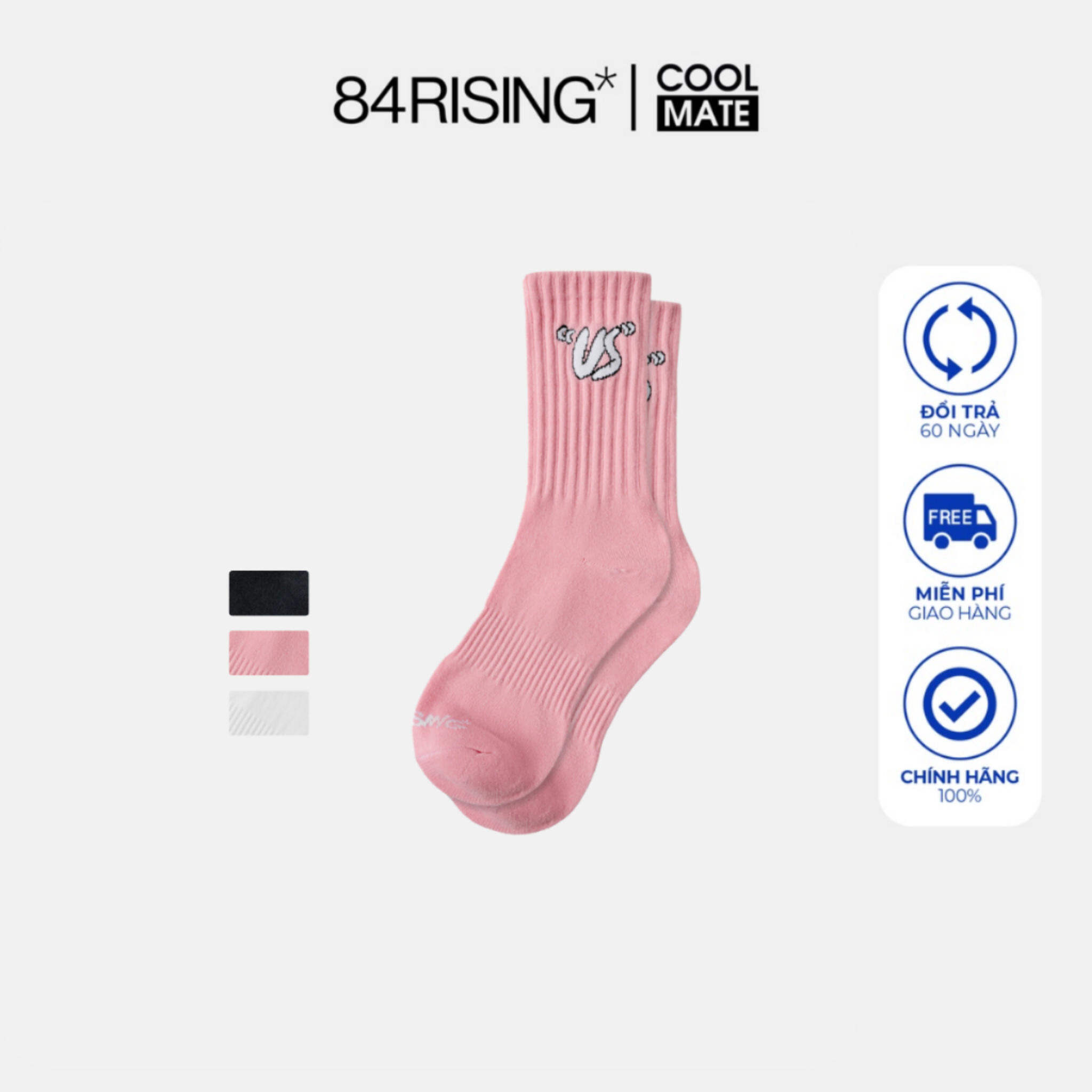 [OUTLET - Không đổi trả]Tất cổ dài cotton Unisex 84RISING logo US
