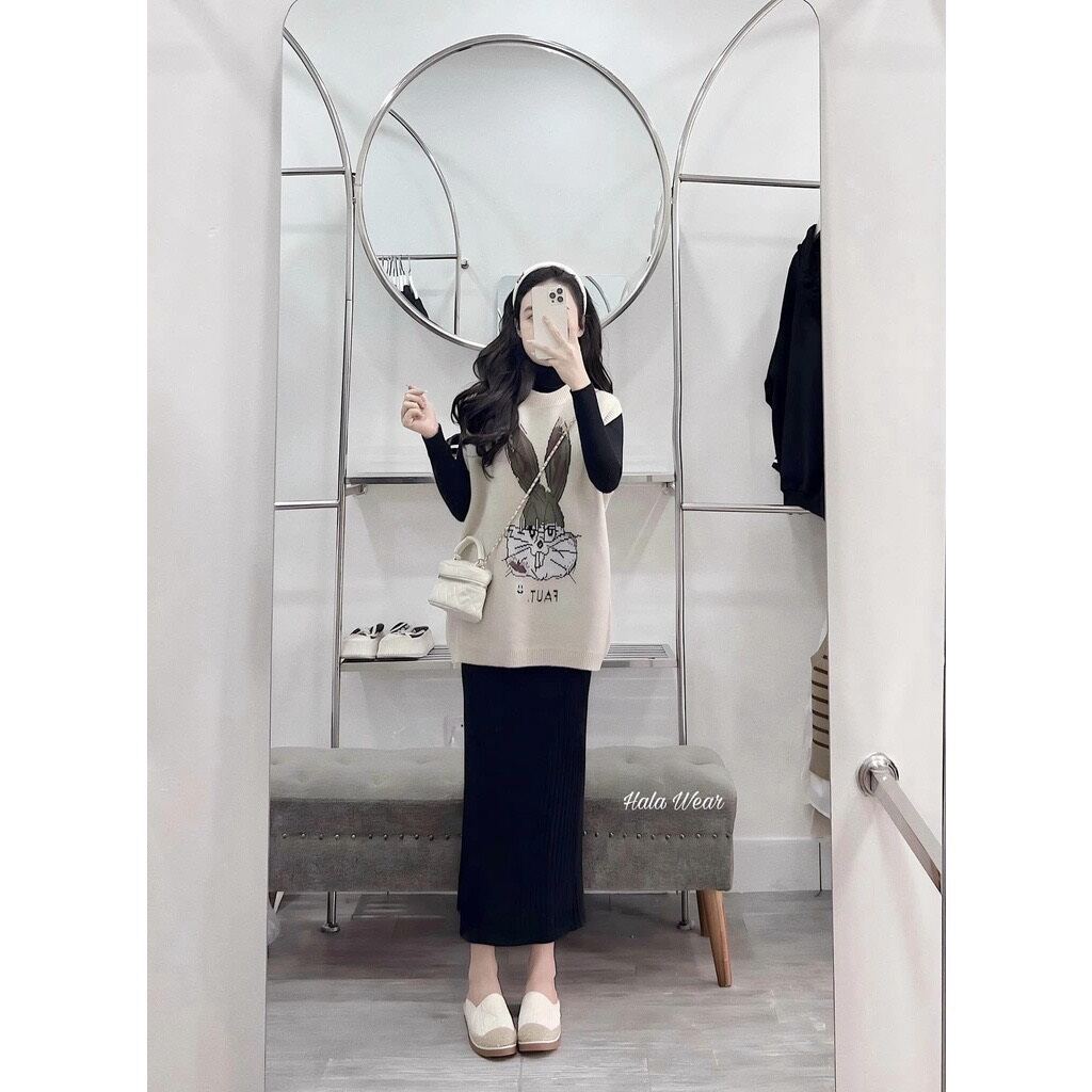 Sét váy suông kèm gile thỏ TH39