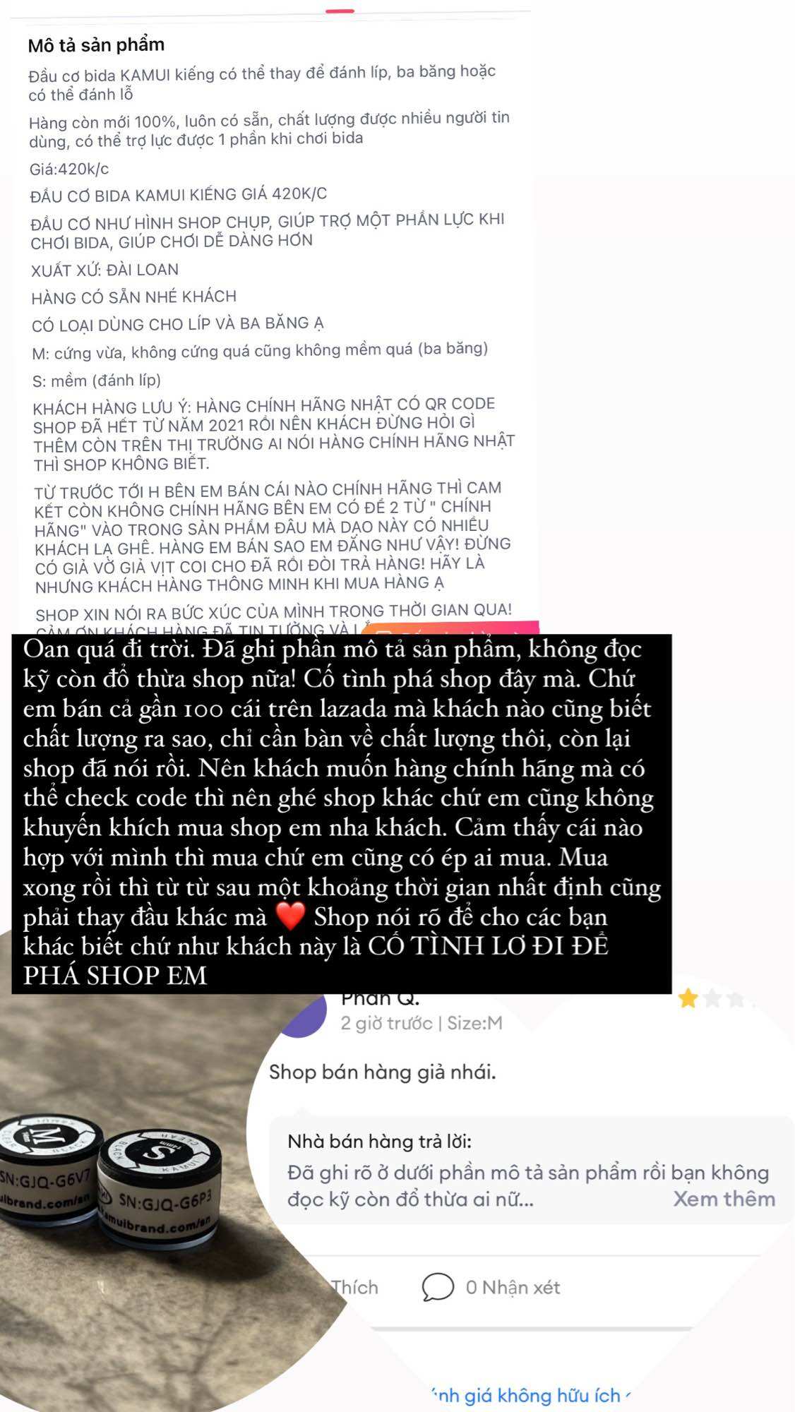 [HCM]Đầu cơ bida KAMUI kiếng/không kiếng hàng Đài/Nhật 485k/c