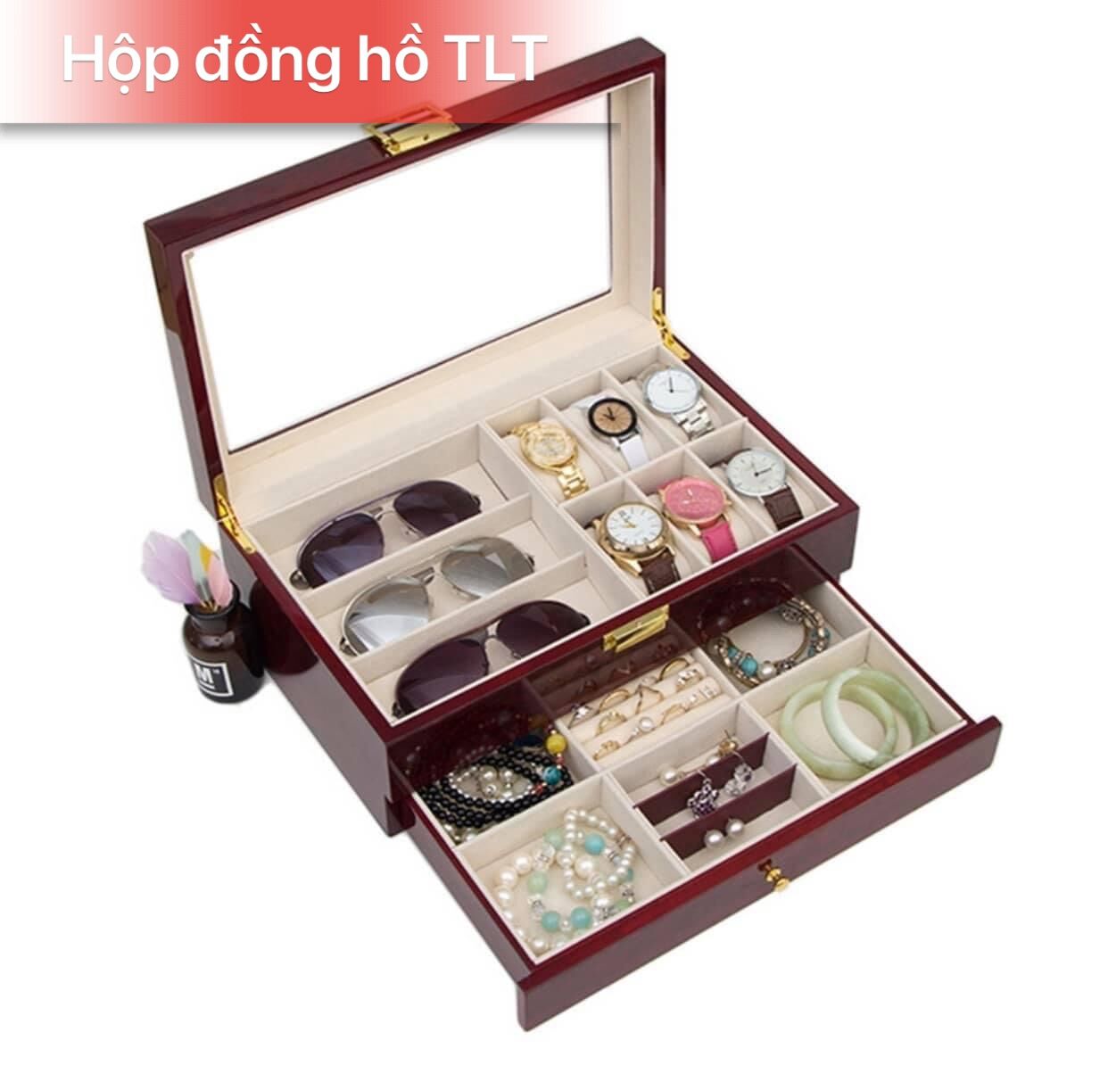 [HCM](SIÊU SANG) Hộp gỗ đựng đồng hồ kính mắt trang sức