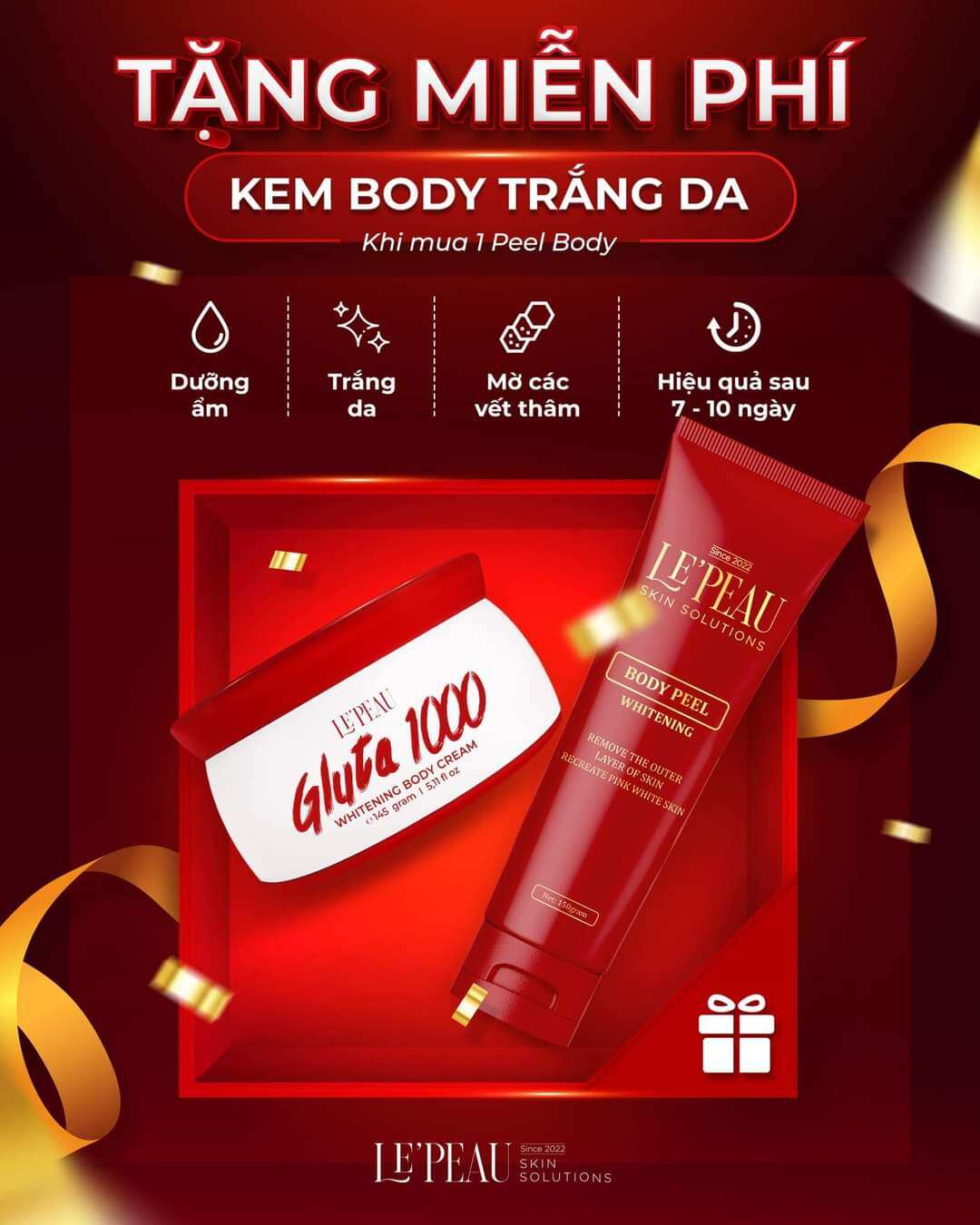 Peel body,peel nách le'peau, tặng kèm 1 hủ kem 145g
