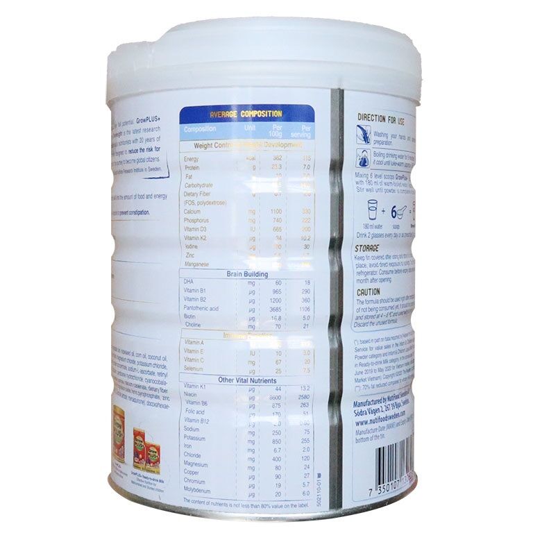 [HCM]Sữa Bột Nutifood GrowPlus Trắng 850g ( Từ 2 tuổi trở lên )