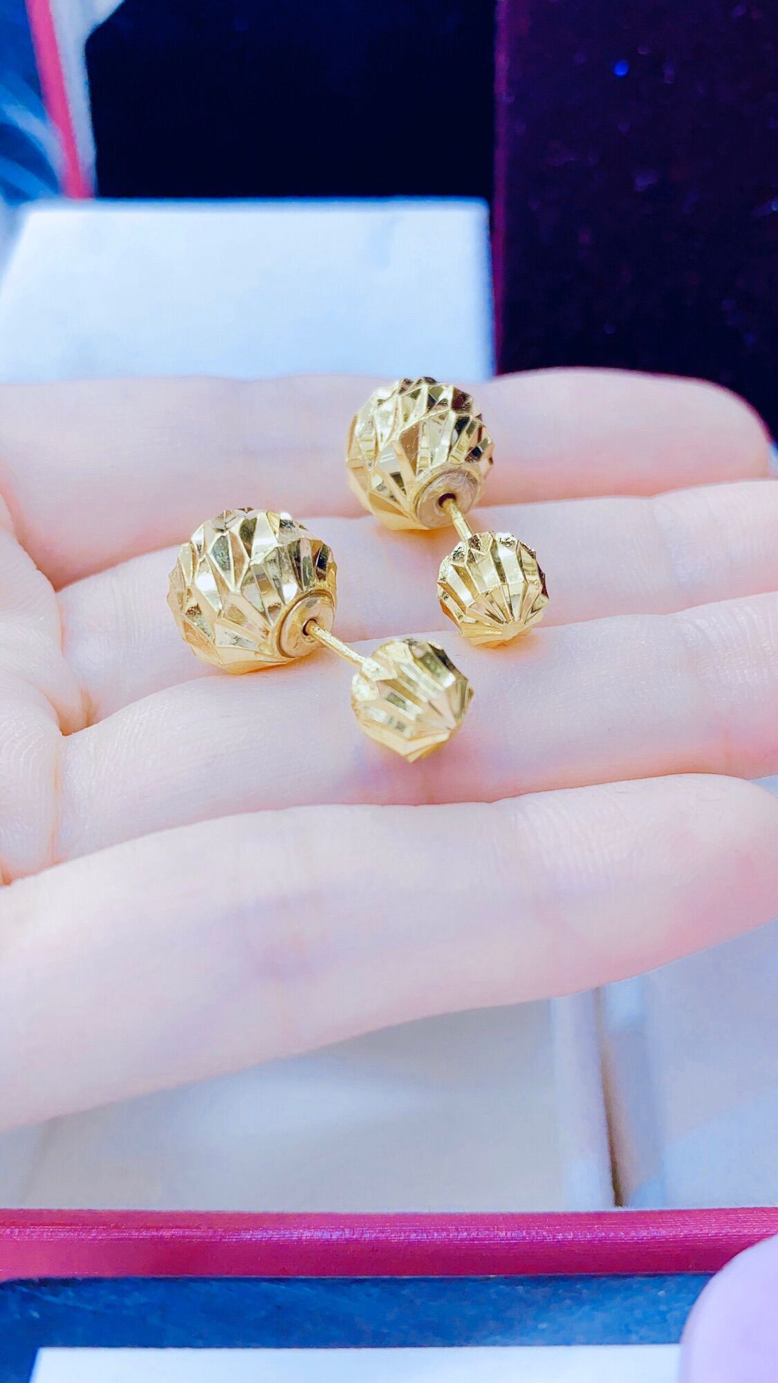Bông tai nữ kiểu bi mạ vàng 18k mẫu mới về
