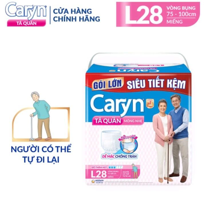 Tã quần Caryn người già L28 miếng mỏng nhẹ