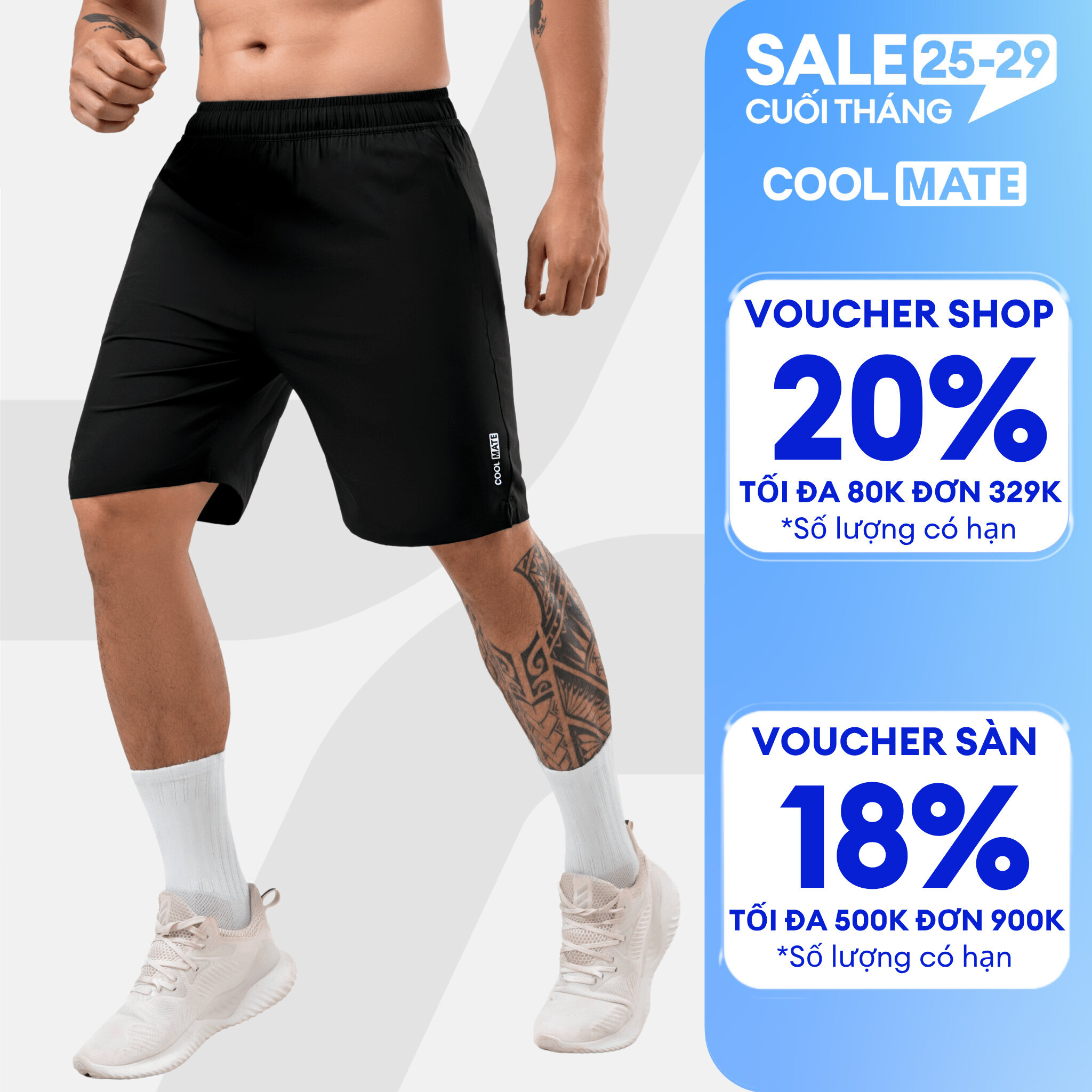 Quần thể thao nam Max Ultra Short V2 (Có túi khóa sau), Quần đa năng thiết kế xẻ tà tập Gym , Pickleball, chạy bộ thoải mái, thấm hút, nhanh khô Coolmate
