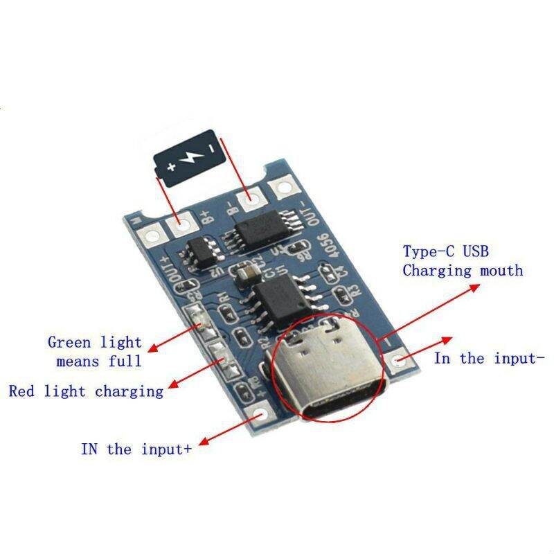 Mạch sạc pin 18650 3.7-4.2v có bảo vệ cổng USB type-C