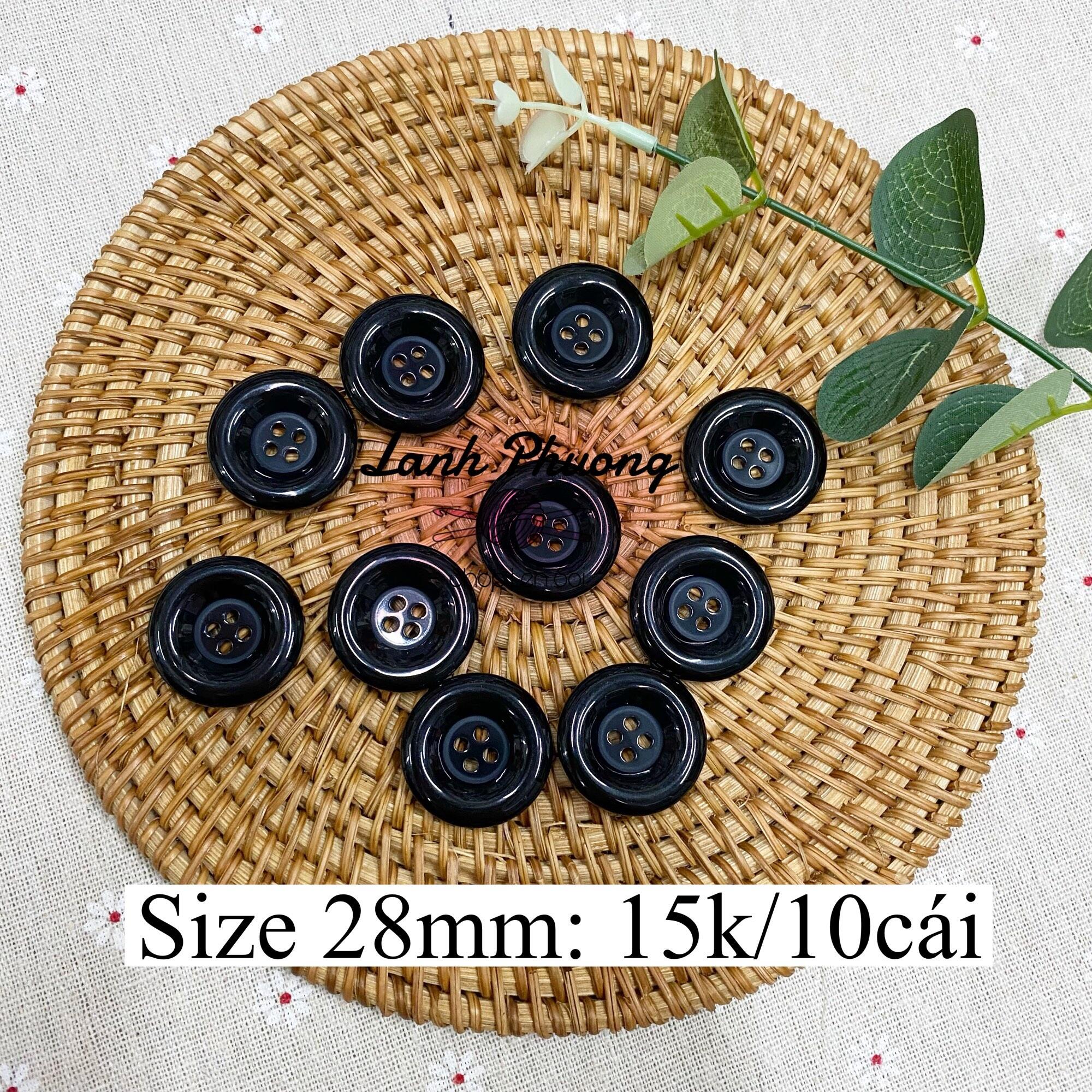 Nút Áo Nhựa Đen Bóng 4 Lỗ (set 10 cái)