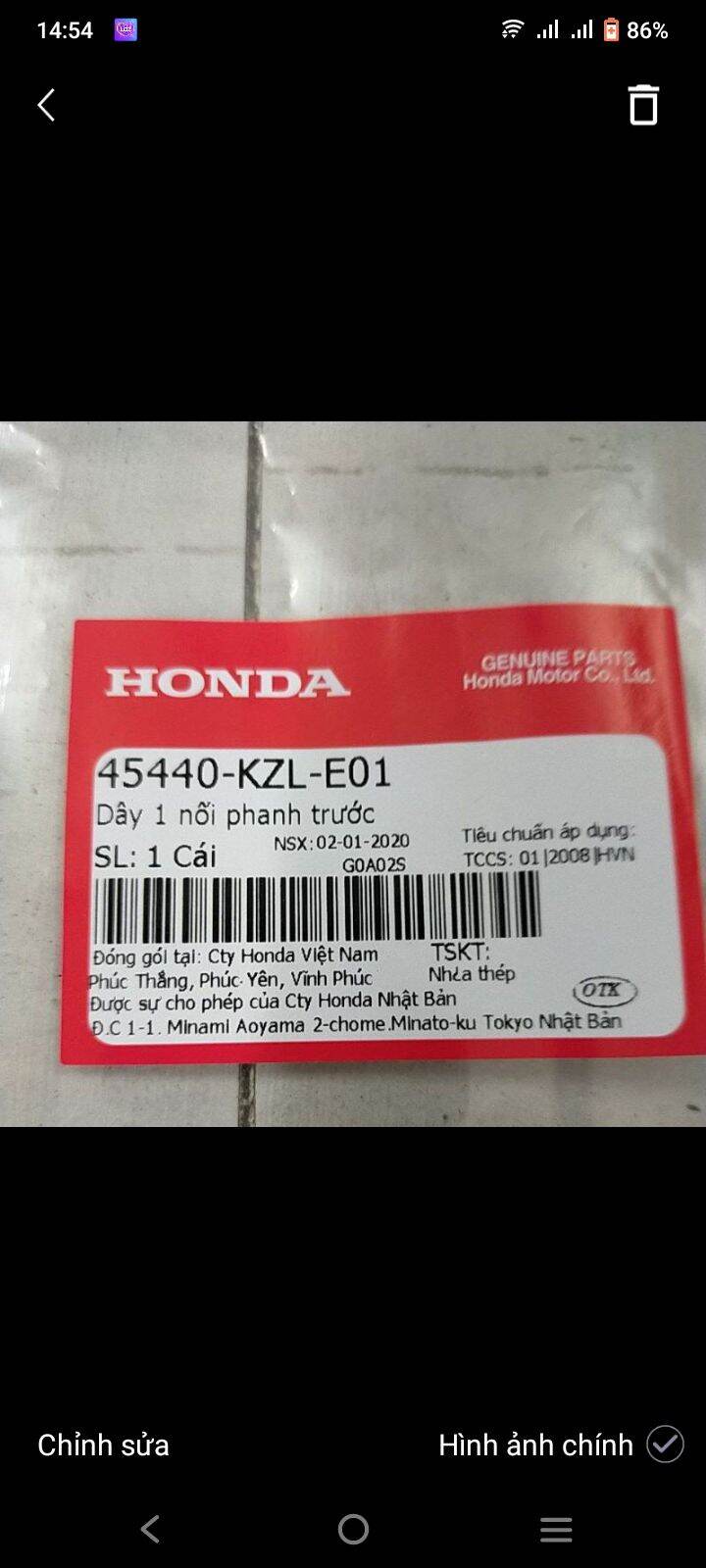 Dây cáp thắng ngắn honda vs vision đời đầu 2011 2012 2013 chinh hãng