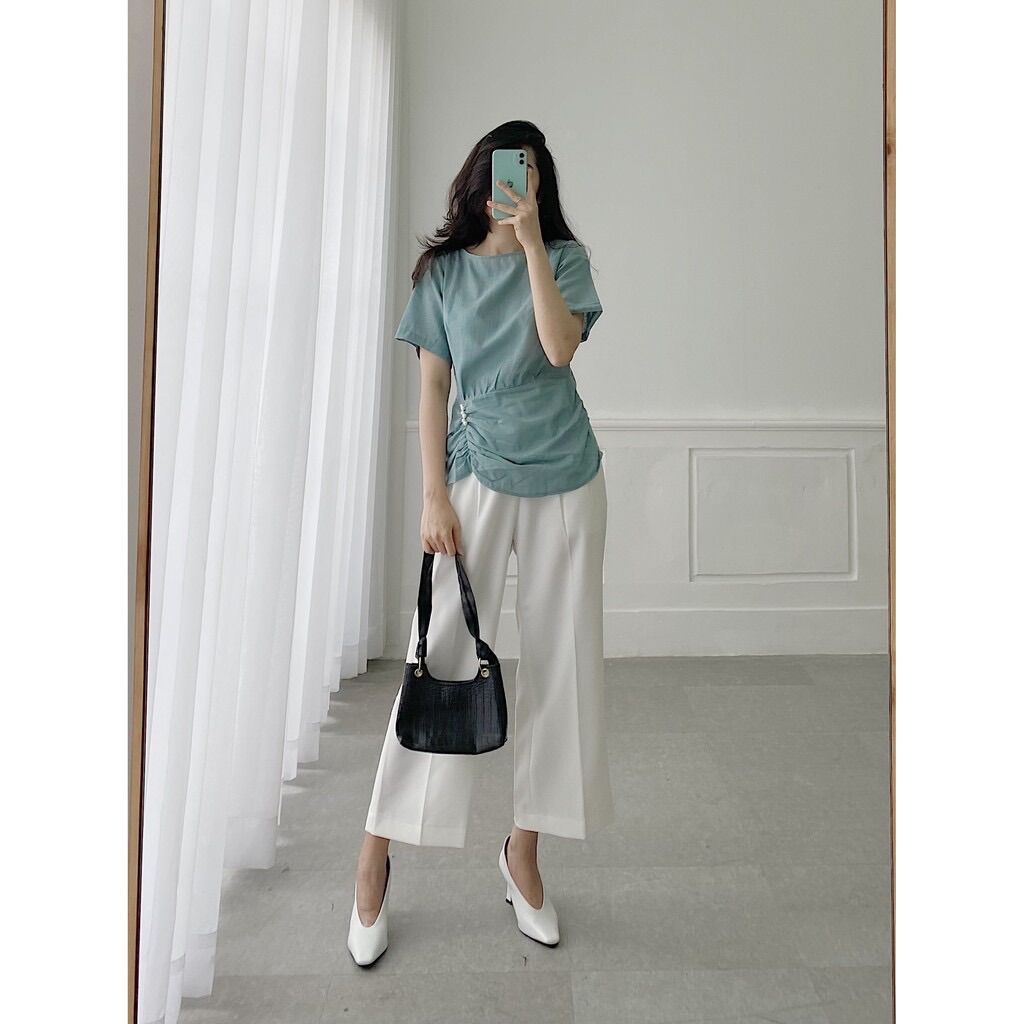 YU CHERRY | Áo nữ Pearl Pleated Top YA345