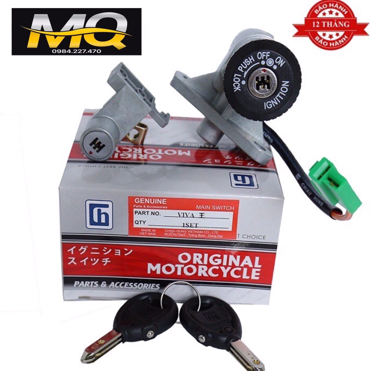 Bộ Ổ Khoá Xe Máy VIVA 6 Cạnh (Khoá Điện + Khoá Yên ) ( Xem Ảnh + Video)