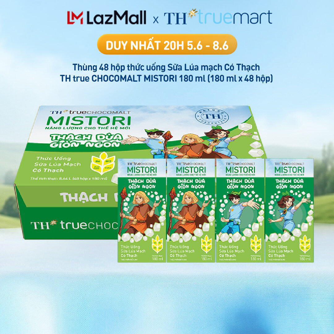 Thùng 48 hộp thức uống Sữa Lúa mạch Có Thạch TH true CHOCOMALT MISTORI 180 ml (180 ml x 48)