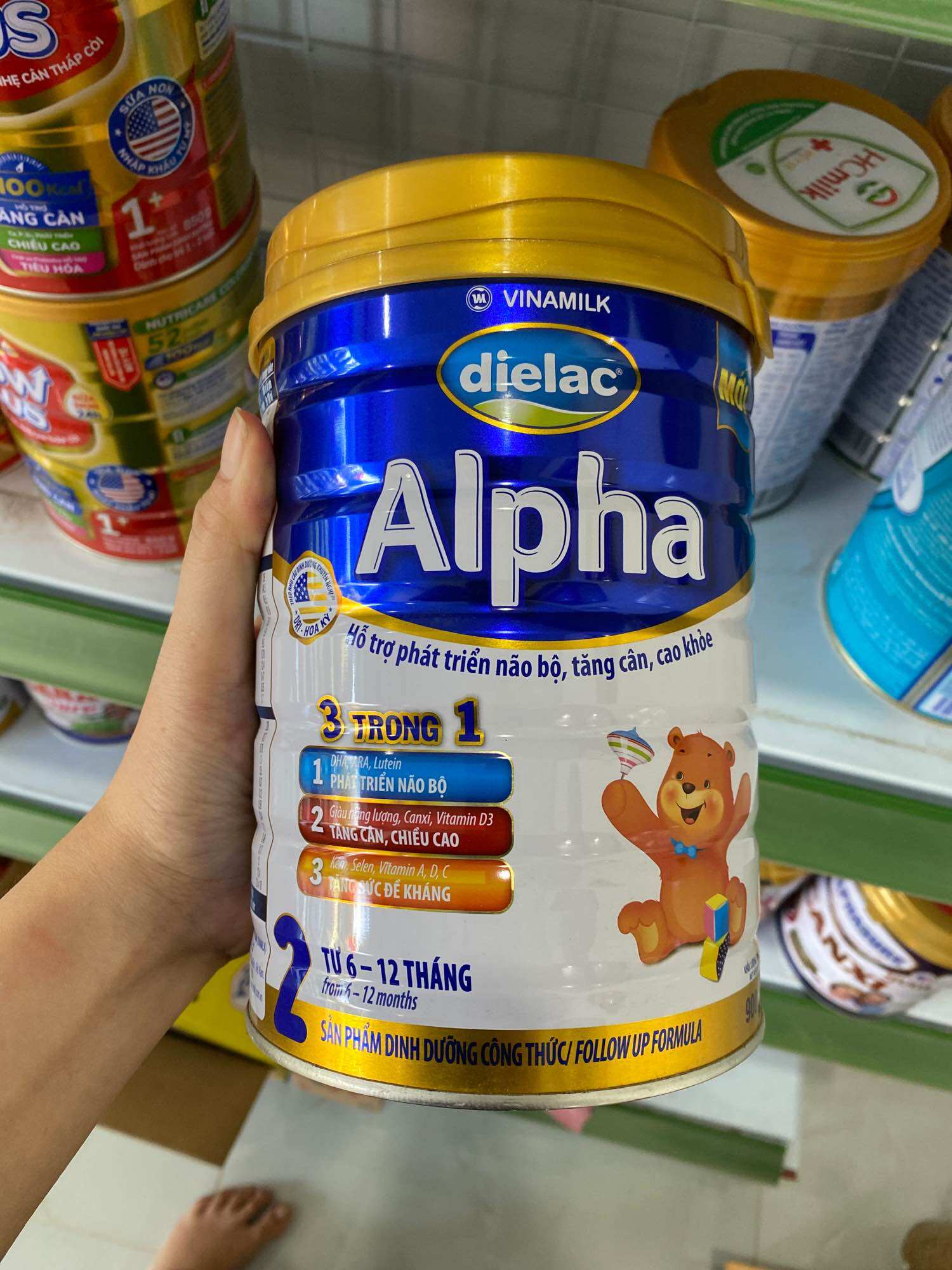 Sữa bột Dielac alpha gold lon 900 g số 1,2,4