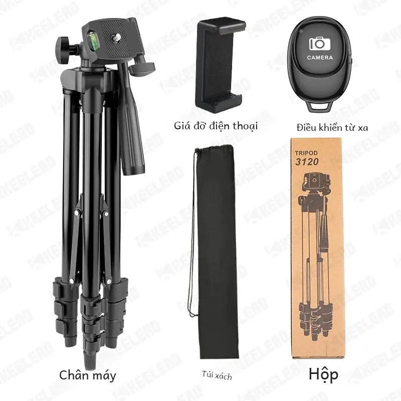 Keelead Ổ Cắm Kéo Dài Cao Cấp Nhôm Chân Máy Cho Điện Thoại Camera Du Lịch Nhẹ Chân Đế Tripod Cho GoPro iPhone Điện Thoại Thông Minh Video Camera