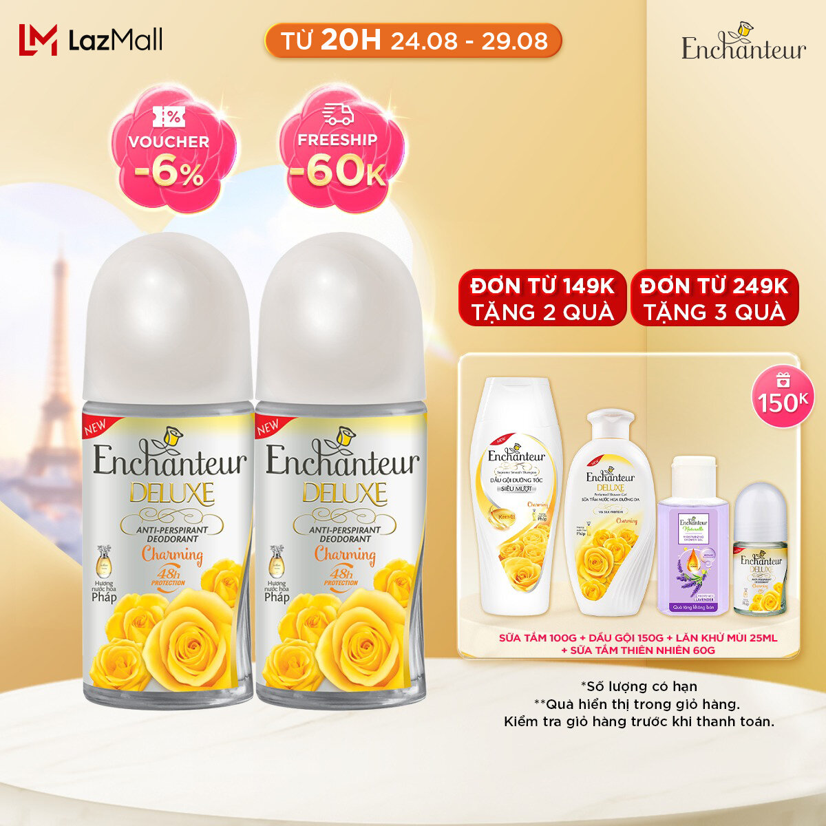Combo 2 Lăn khử mùi nước hoa Enchanteur Charming 50ml/ Chai