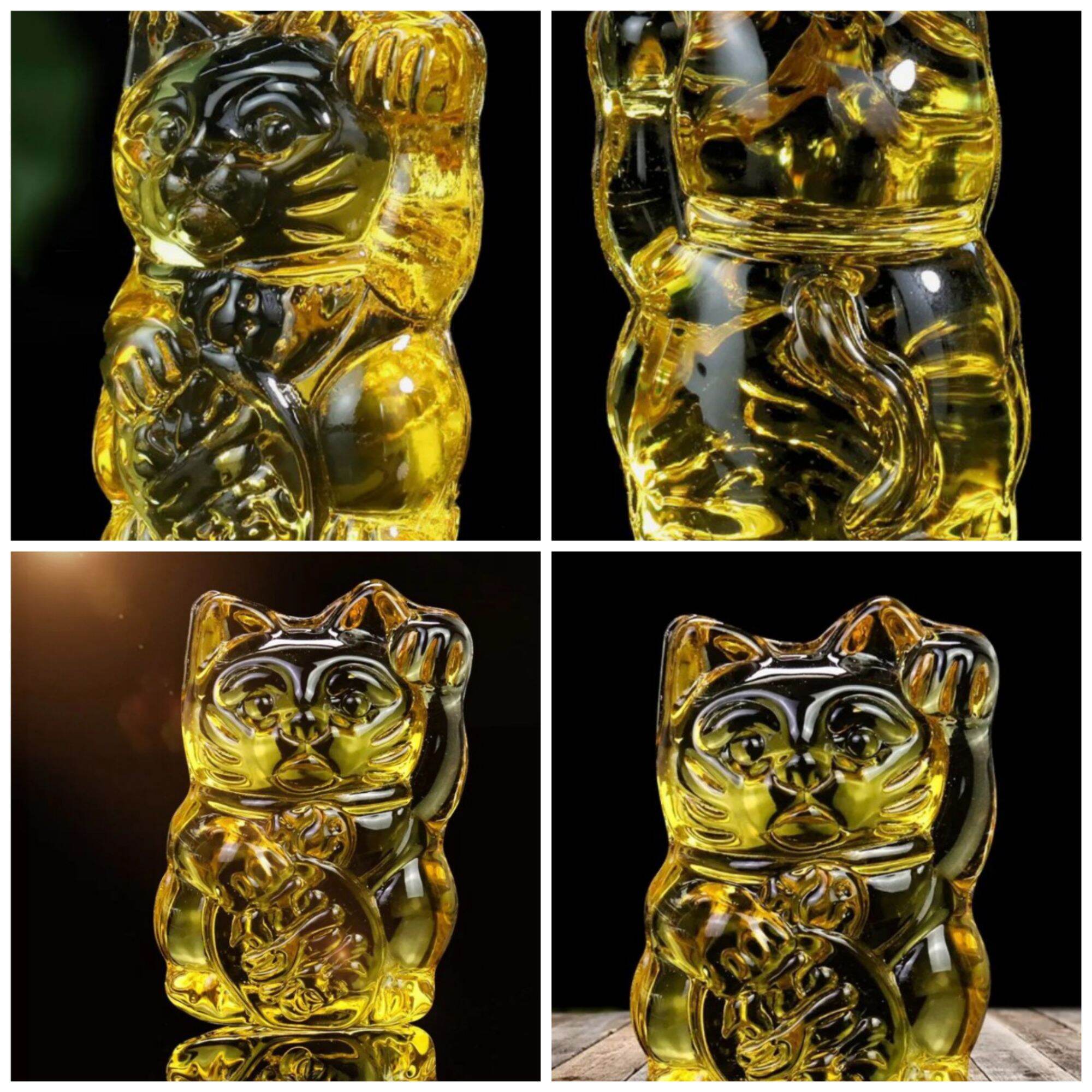 Crystal Lucky Cat ( Mèo Thần Tài CiTrine vàng 7cm)