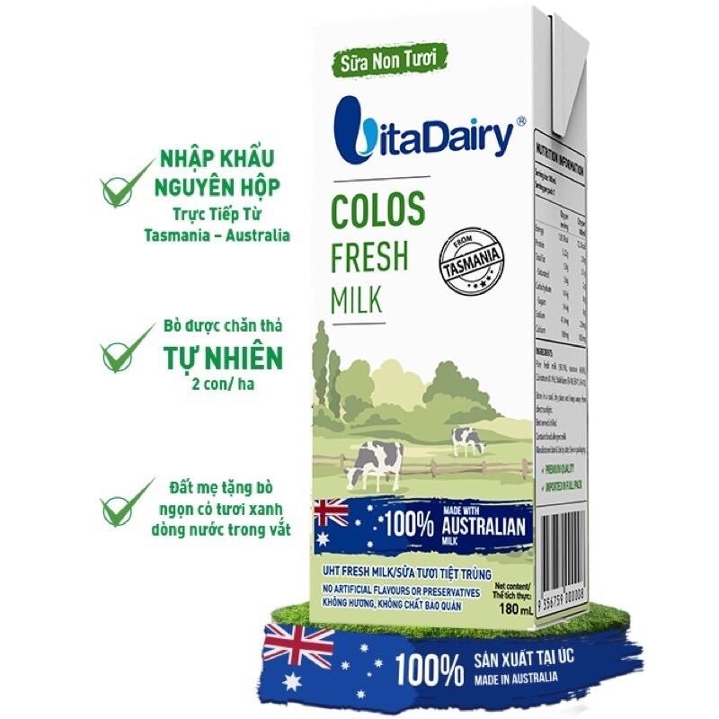 [Thùng 24 hộp 180ml] Sữa Non Tươi Vitadairy