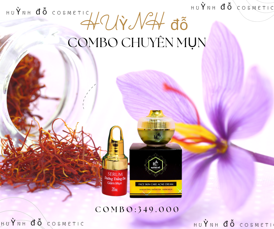 Combo kem face mụn huỳnh đỗ và serum chấm mụn 12H, dưỡng trắng da ngăn ngừa thâm mụn