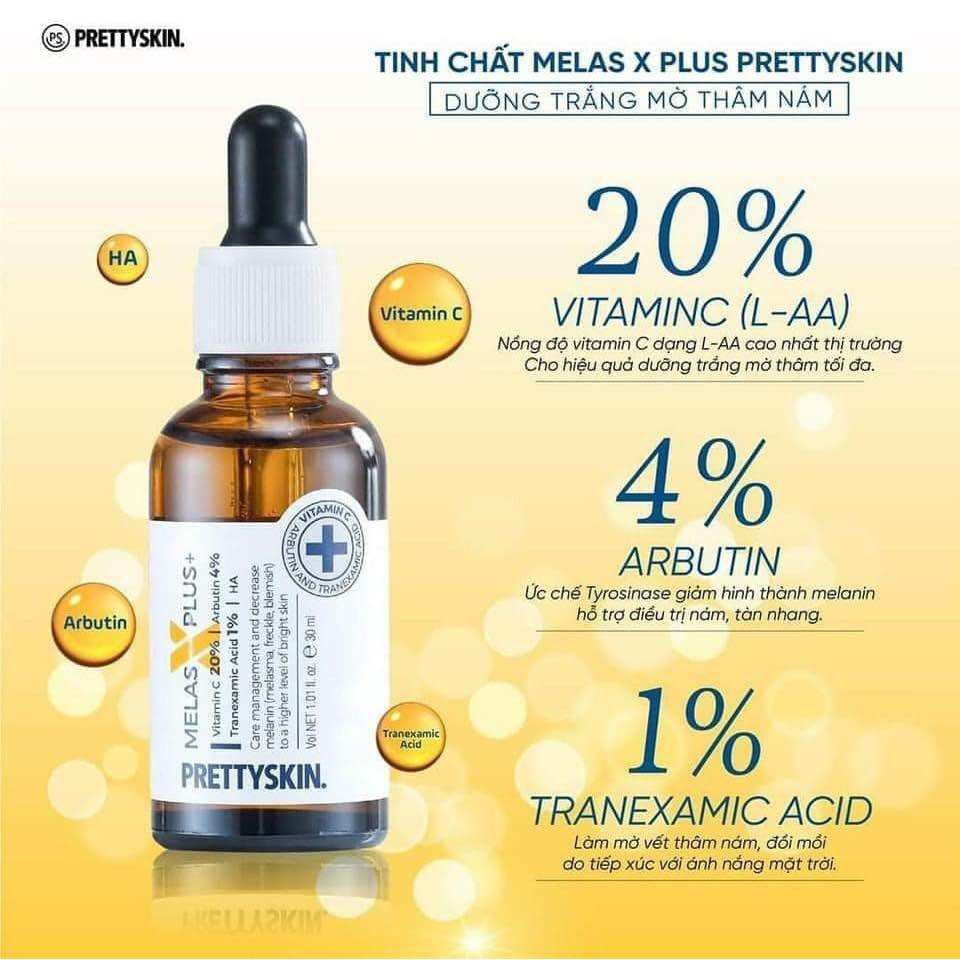 Tinh Chất Serum Melas X Plus PRETTY SKIN, Dưỡng Trắng, Mờ Thâm Nám - 30ml