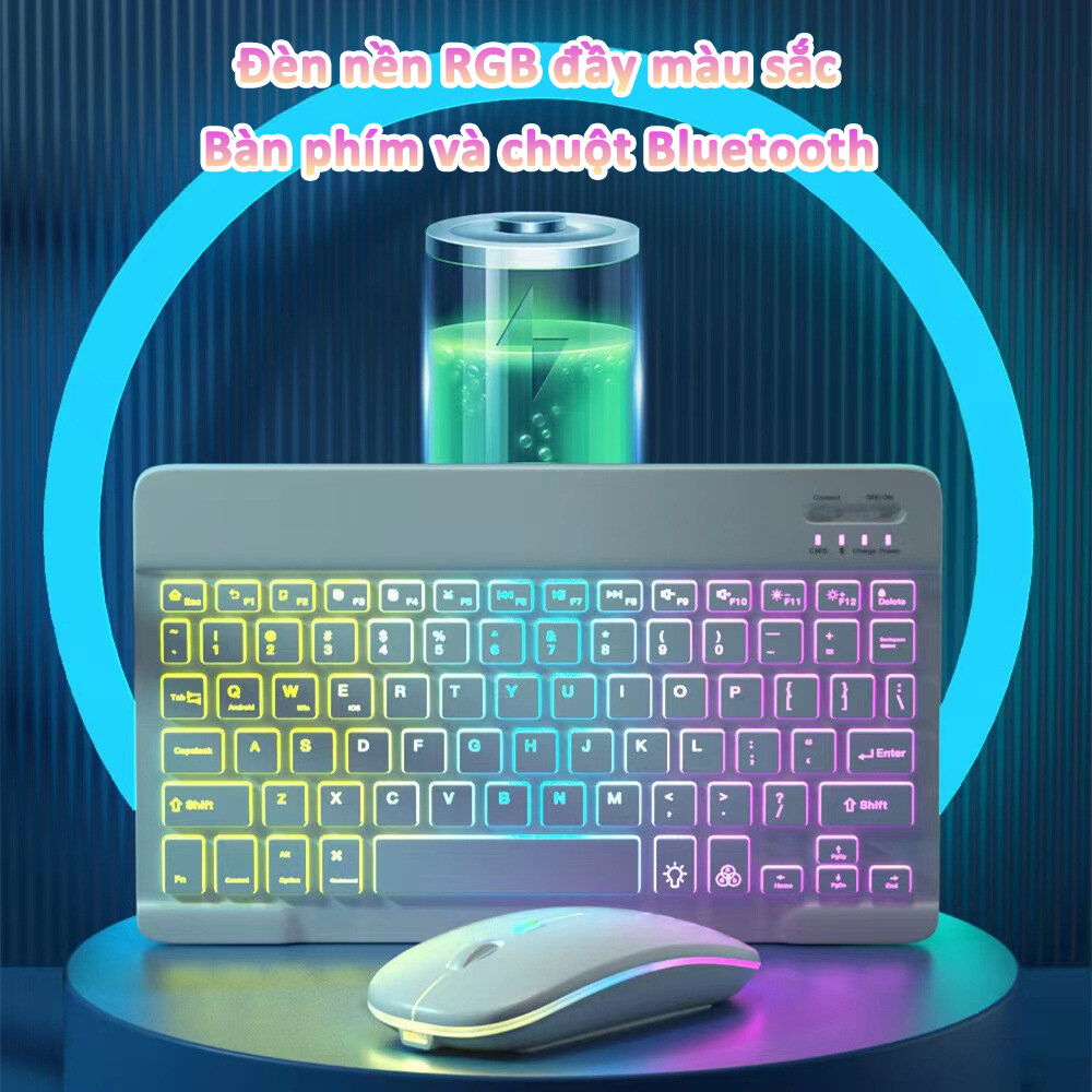 Bàn Phím Bluetooth Không Dây Có Đèn LED, Bàn phím không dây, bàn Phím Không Dây Của Văn Phòng Sạc Tiện Lợi,Phù Hợp Với Máy Tính Bảng Di Động
