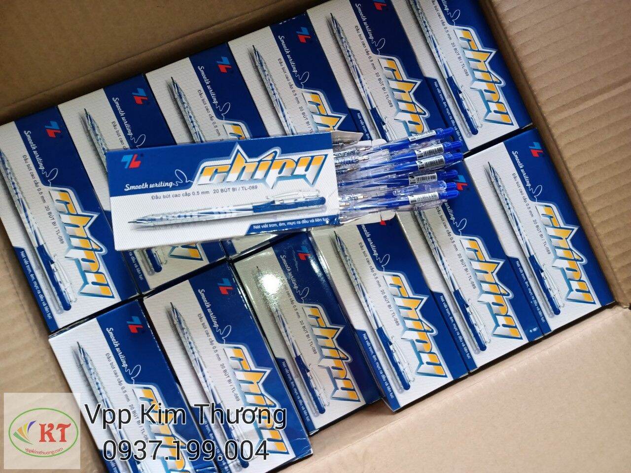 Hộp 20 cây bút bi thiên long tl-089 xanh ngòi 0.5mm