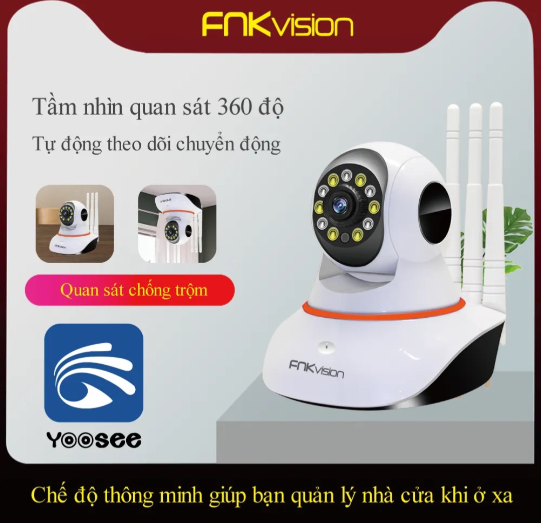 Giá 260k
Camera wifi yoosee Full HD hàng chính hãng
- Camera có thể quay được 360 độ ngang, 120 dọc giúp bạn quan sát toàn diện không gian nhà bạn. 
- Với độ phân giải Full HD cho hình ảnh sắc nét
- Không chỉ truyền được hình ảnh mà camera còn có tích hợp