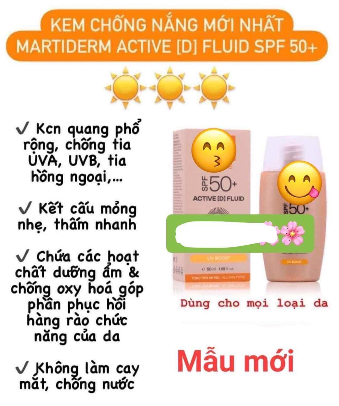 [Mẫu Mới] KEM CHỐNG NẮNG MARTIDERM ACTIVE 50ML