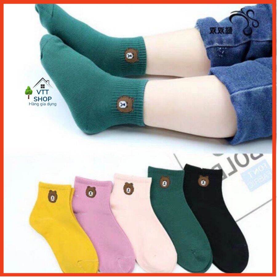 Set 10 đôi tất gấu trẻ em từ 1- 12 tuổi siêu mềm mịn, đáng yêu