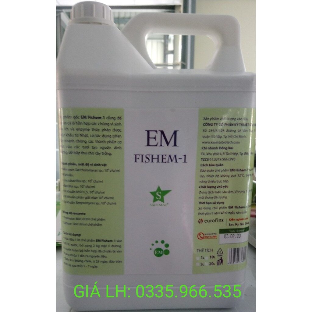 Can 5 lít chế phẩm ủ phân cá, bã đậu nành EM Fishem-1