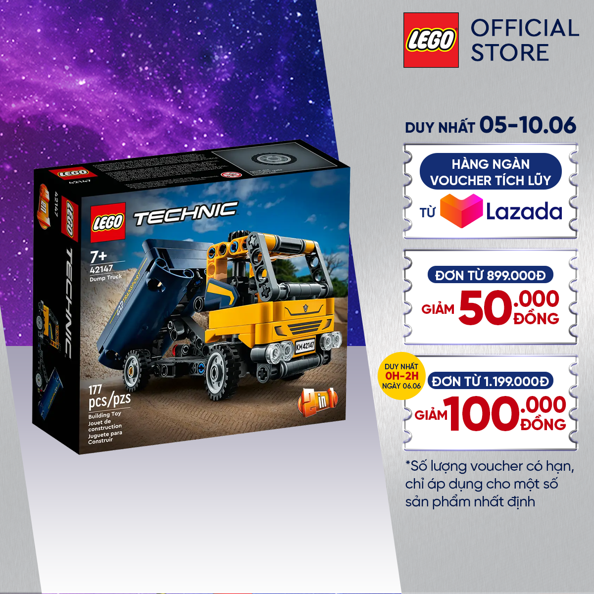 LEGO TECHNIC 42147 Xe Tải Công Trình (177 Chi Tiết)