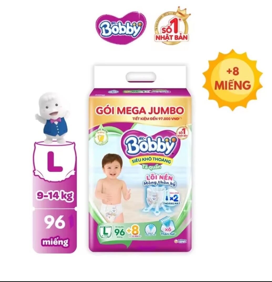 Tã quần bobby mega jumbo l96+8 miếng