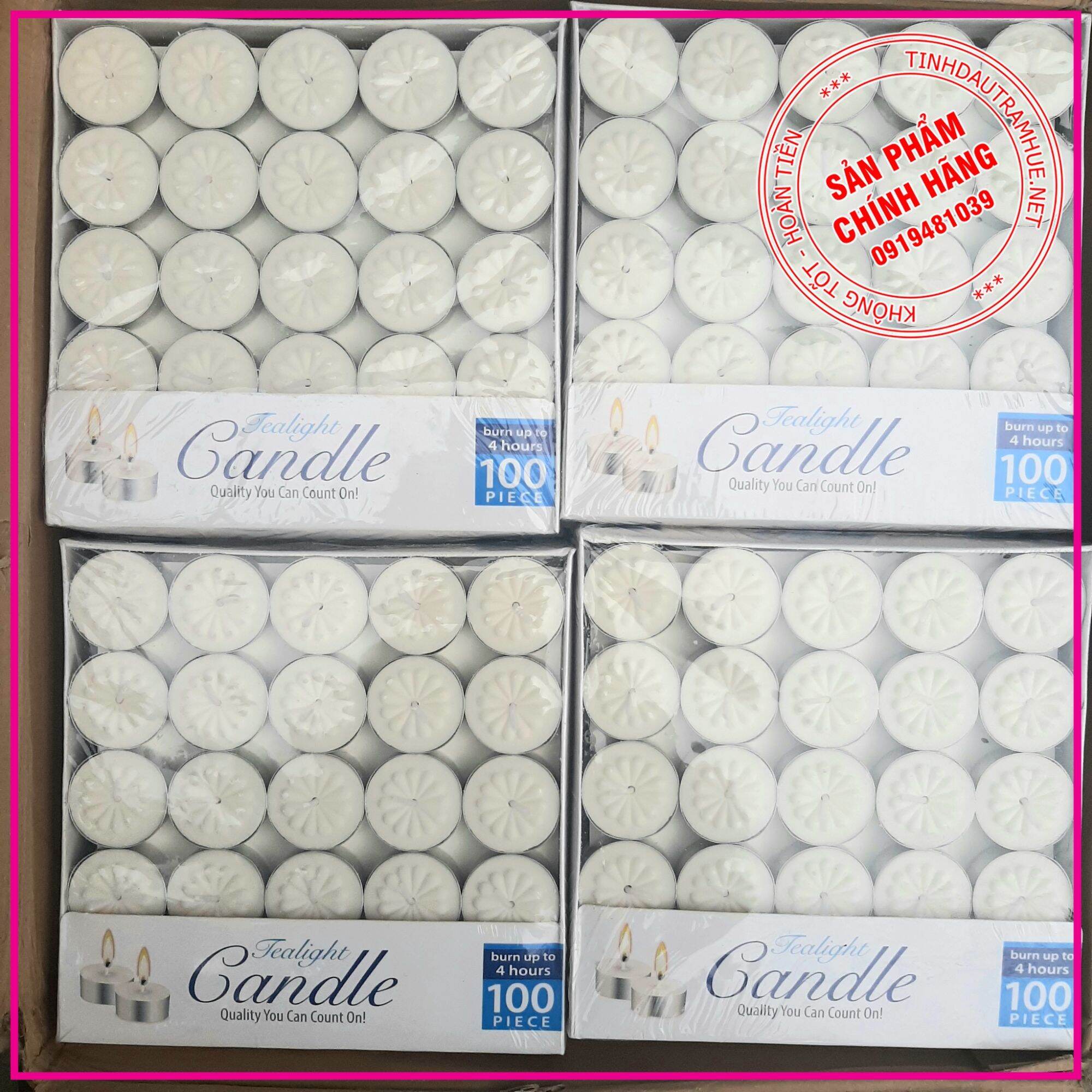 Hộp nến tealight 100v trắng cháy đến 4h - nến tealight không mùi không khói - nến xông tinh dầu spa- nến thả hoa đăng - nến khử mùi
