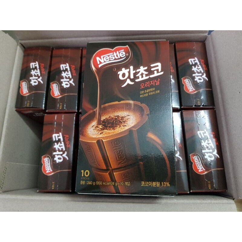 BỘT CACAO NESTLE HOT CHOCO (hộp 10 gói x24g) - nhập khẩu Hàn Quốc