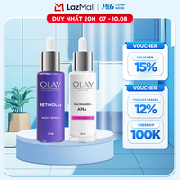 Combo Serum OLAY LUMINOUS NIACINAMIDE AHA Dưỡng Ẩm Sáng Da, Mờ Thâm Mụn Chai 30ML + Serum OLAY RETINOL24 Giúp Giữ Nét Tươi Trẻ Cho Da & Mờ Nếp Nhăn Chai 30ML