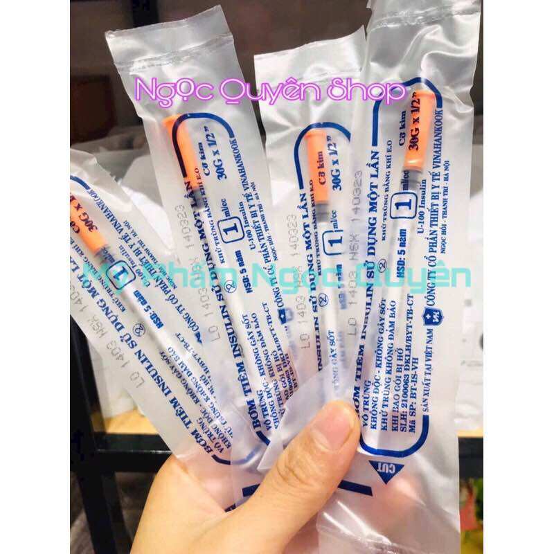Bơm tiêm tiểu đường 1ml Vinahankook Việt Nam (Hộp 100 cây)