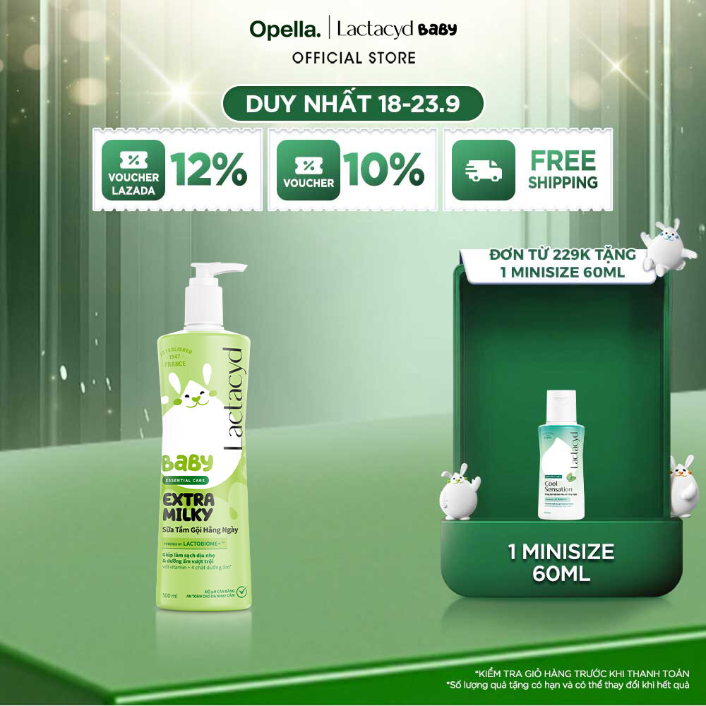 Sữa Tắm Gội Trẻ Em Lactacyd Baby Extra Milky Làm Sạch Dịu Nhẹ và Dưỡng Ẩm Vượt Trội 500ml