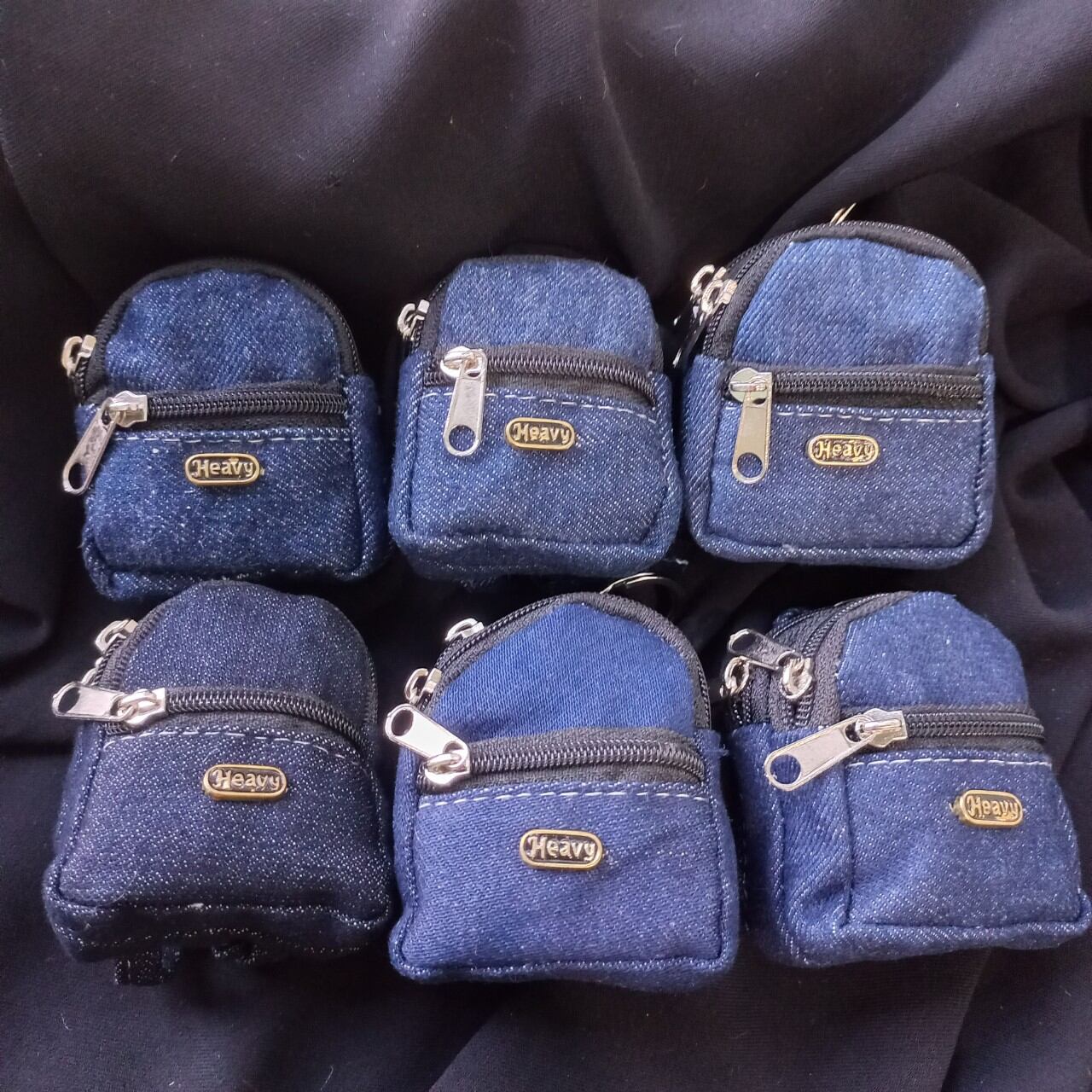 Móc khóa balô  3 ngăn vải jean (kt: 6cm)