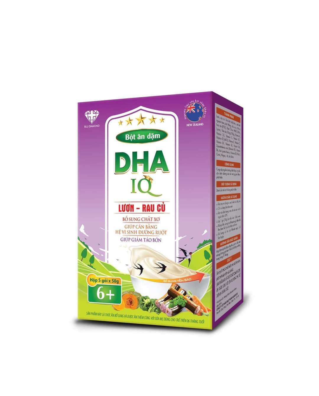 Bột ăn Dặm DHA IQ ( đủ 7 vị  cho bé tập ăn từ 4 tháng trở lên) đã đổi sang mẫu vỏ lon Biosble' A +