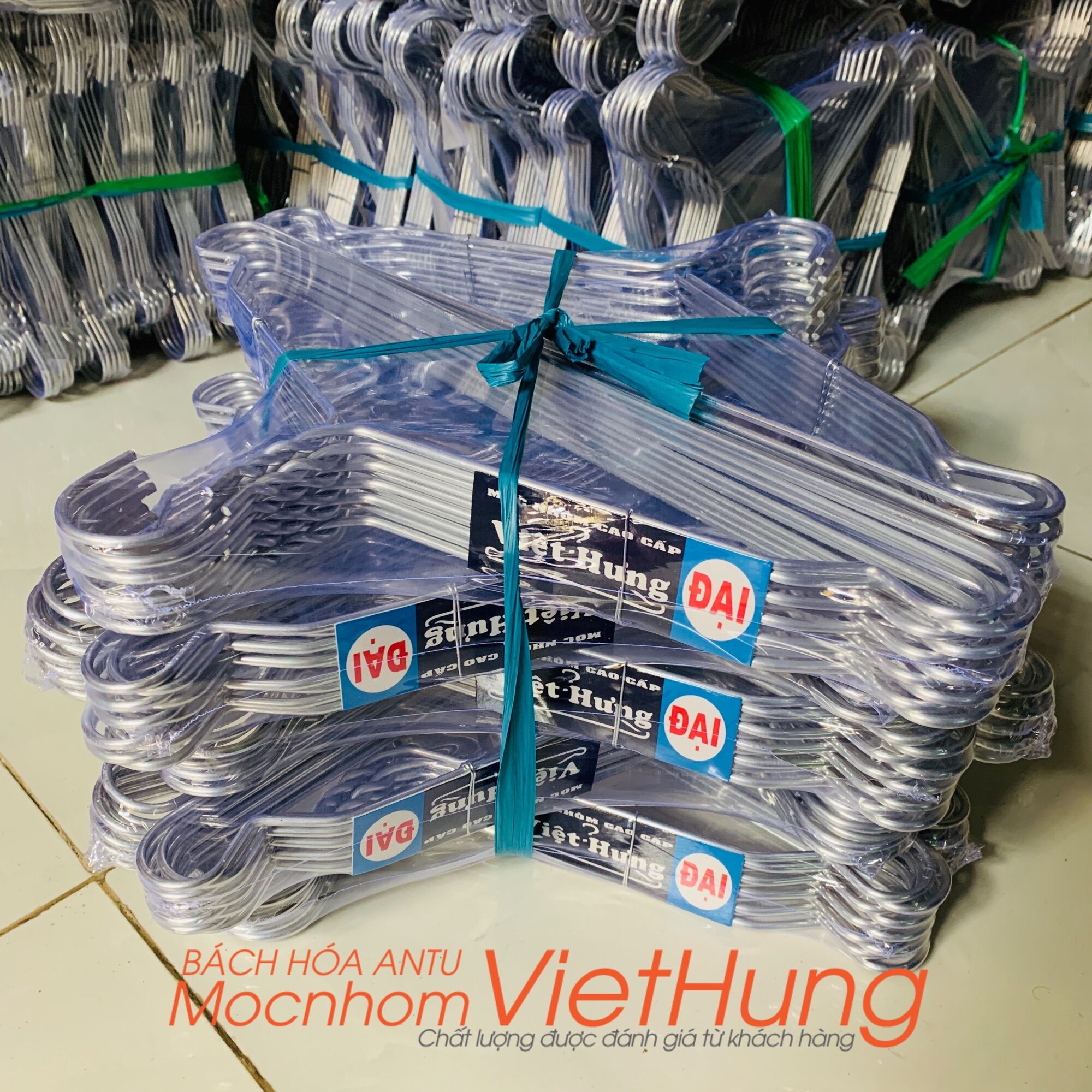 Combo 100 móc quần áo loại đại móc nhôm treo quần áo dày dài 40cm - việt hưng