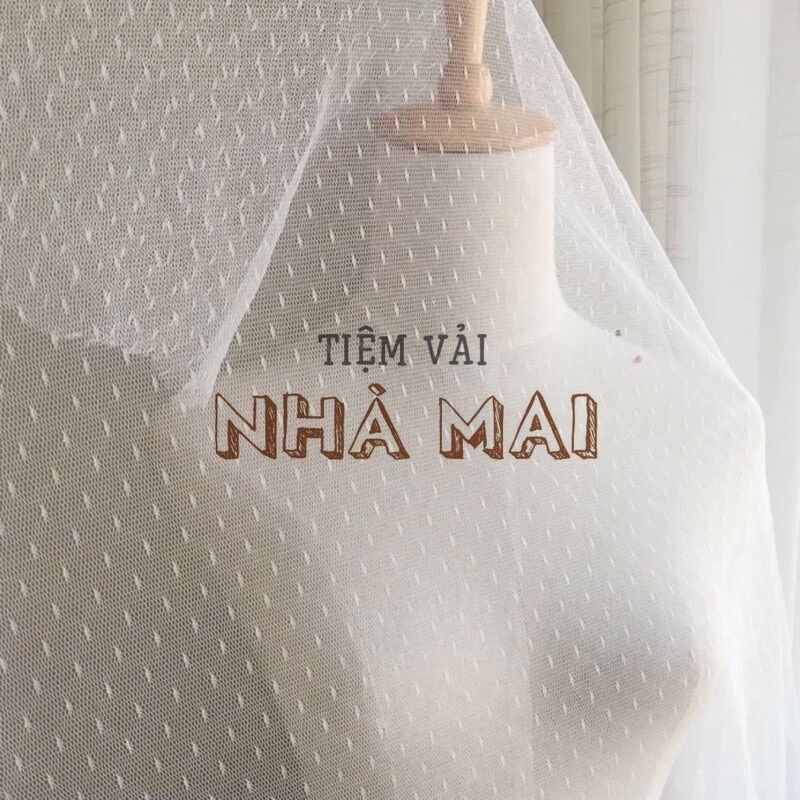 Vải lưới chấm bi nhỏ chất mềm nhẹ co giãn 2 chiều