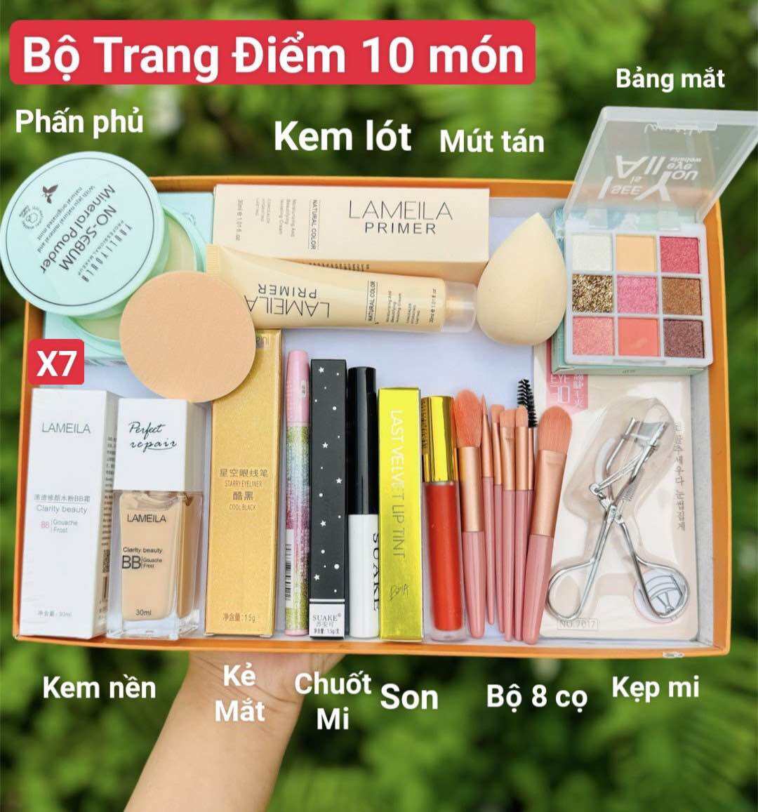 Bộ Trang Điểm[10 Món X7]Đầy Đủ Makeup/Trang Điểm Đi Tiệc/Trang Điểm Cá Nhân Cơ Bản 10 Món X7