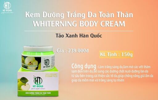 [Hcm]Kem Dưỡng Trắng Da Toàn Thân Men Ủ Kích Trắng Táo Xanh Ht Gold 180G