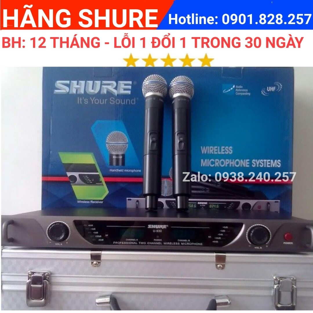 Micro không dây shure U930 hàng chuẩn cao cấp độ nhạy cao, bắt sóng xa, hút âm tốt