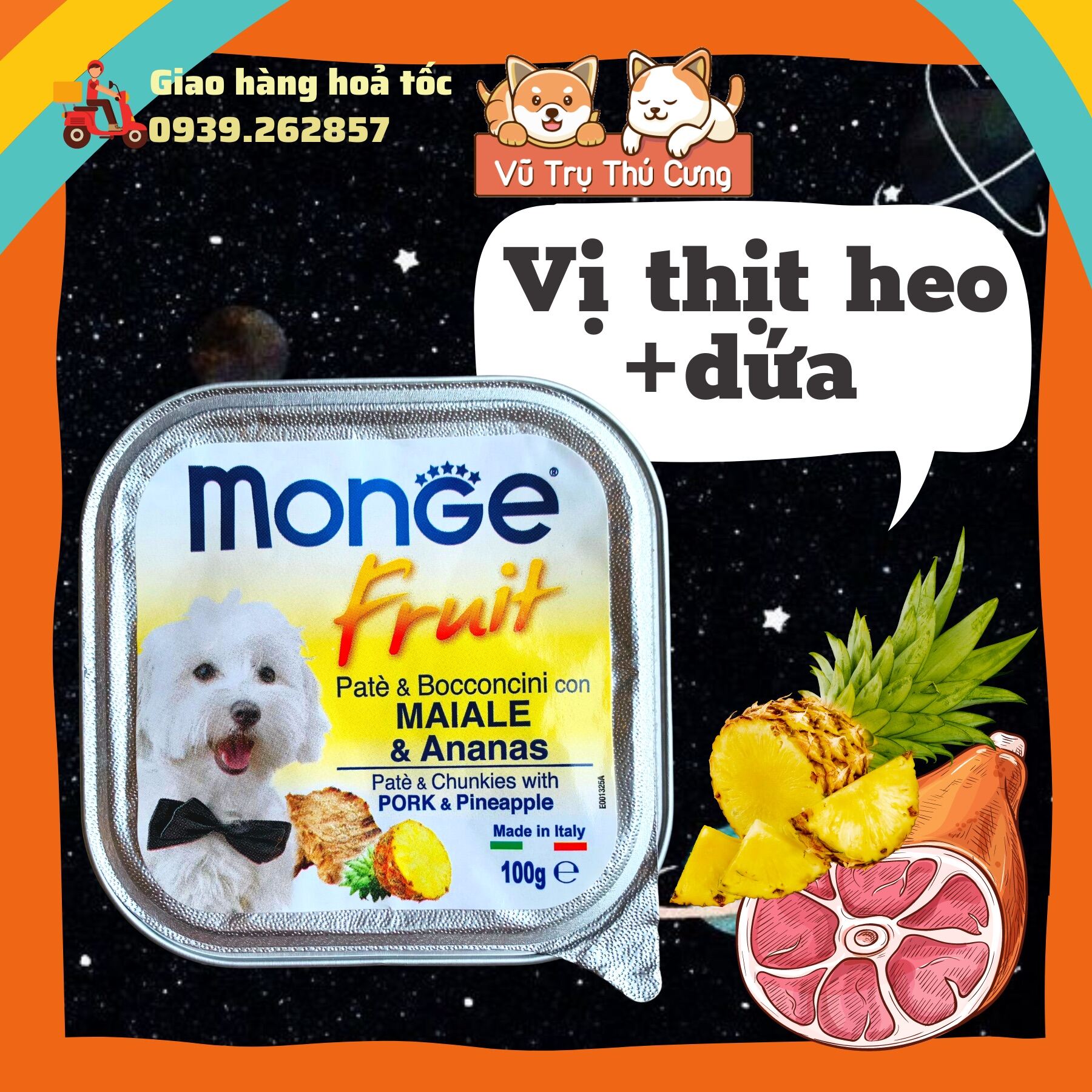 Pate Monge cho Chó của Italy, cung cấp chất xơ và Vitamin cho Chó hộp 100g