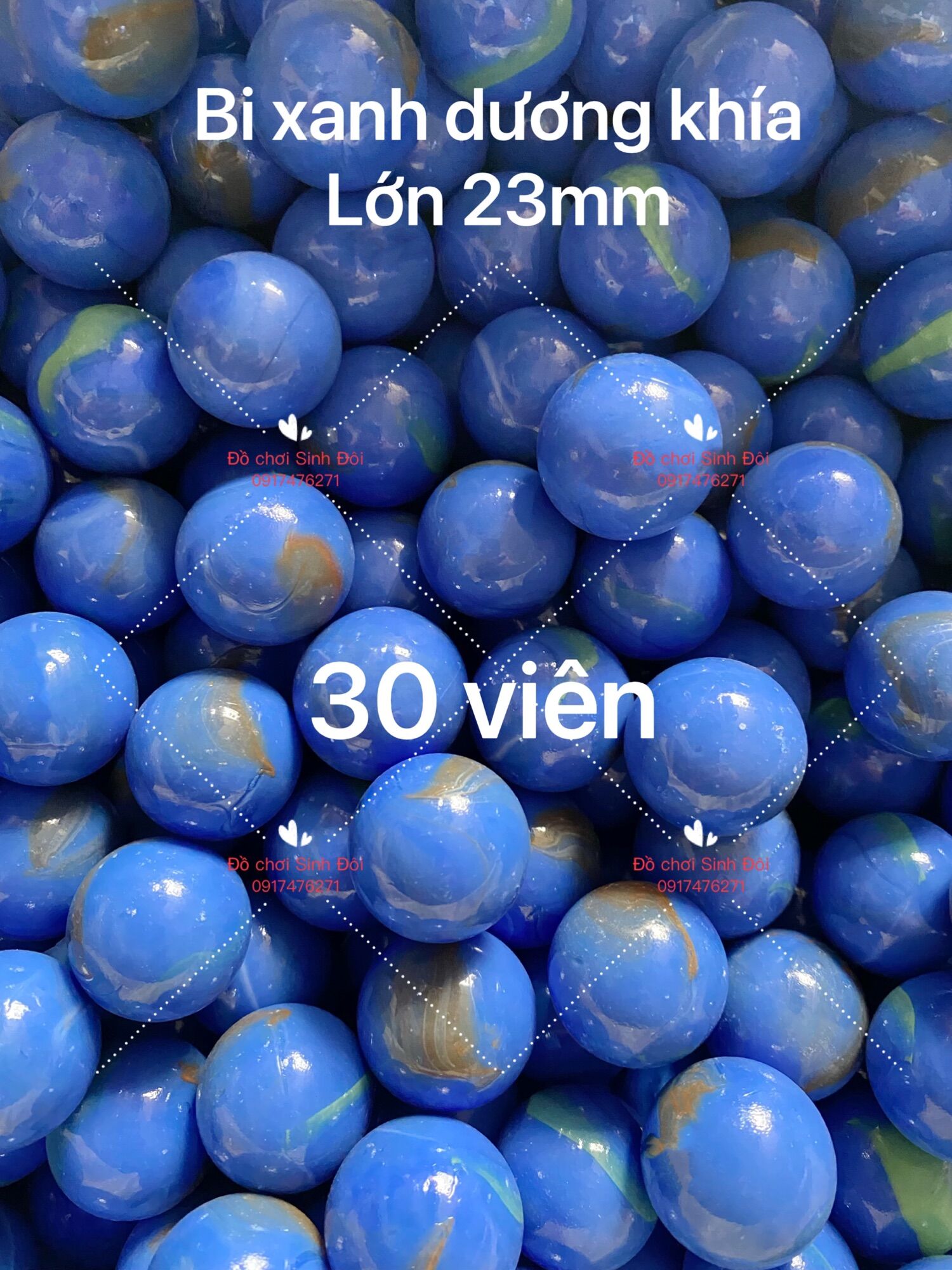 Bi bắn của trẻ con - bộ thủy tinh lớn 25mm màu xanh dương - bịt 30 viên