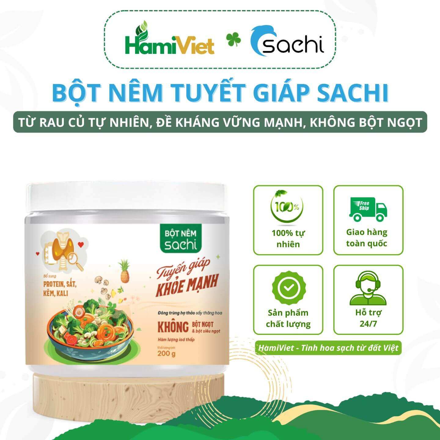 Bột nêm tuyến giáp Sachi bổ sung dưỡng chất cho bữa ăn từ tự nhiên, không hóa chất, không bột ngọt