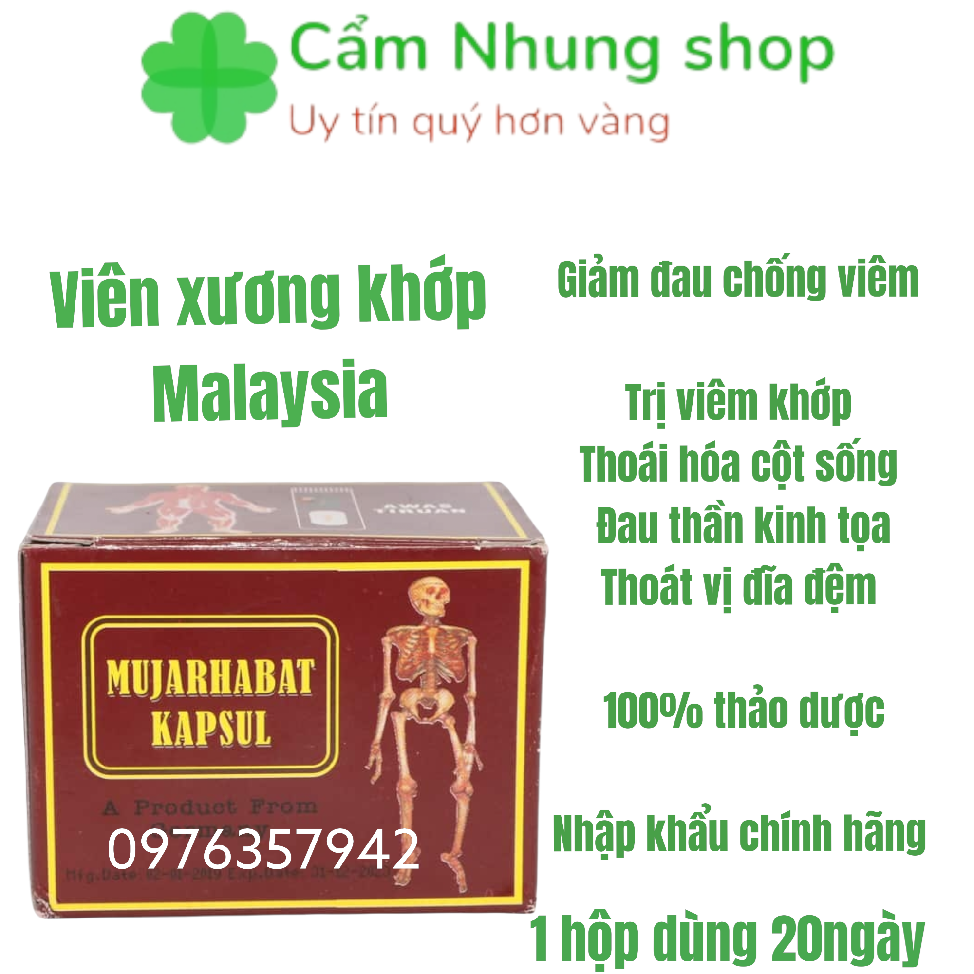 1 hộp vien khớp Malaysia MUJARHABAT KAPSUL