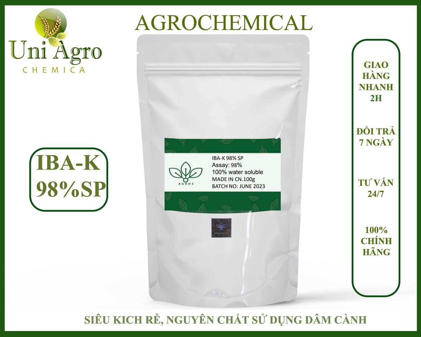 Chất siêu kích rễ iba-k 98% sp - tan hoàn toàn trong nước