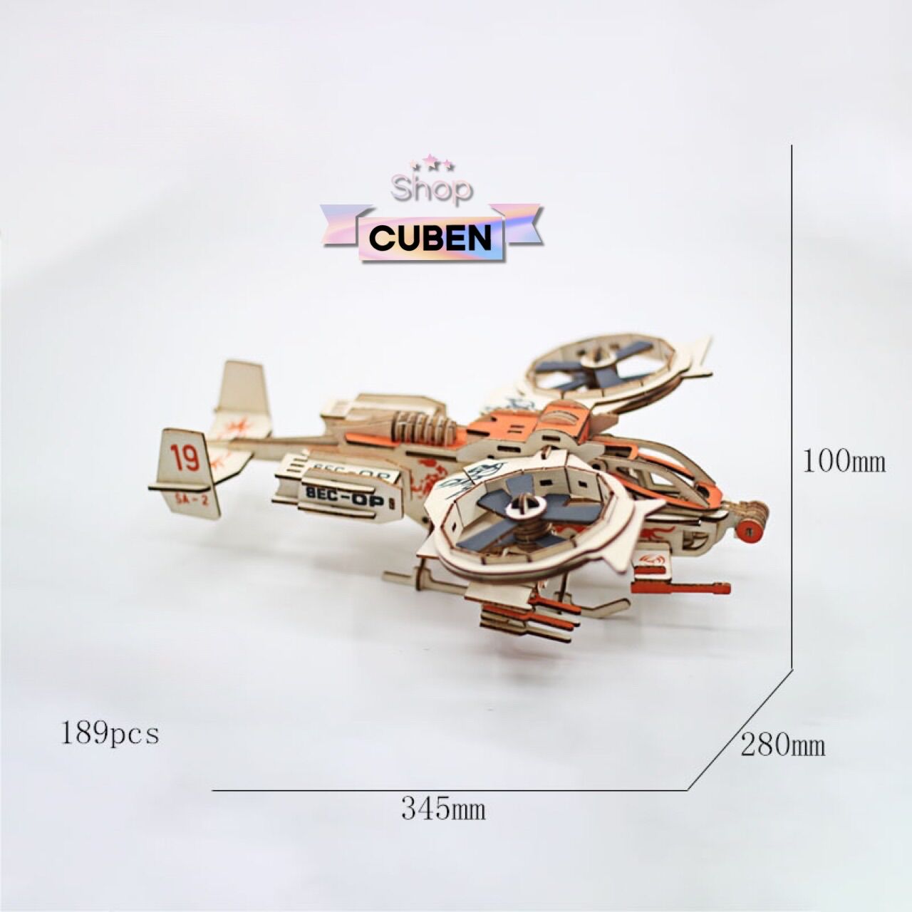 Đồ chơi lắp ráp 3D gỗ - Mô hình máy bay bọ cạp RDA Gunship